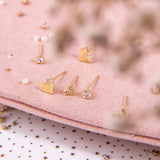 Aretes Mini - Corazón y puntos de luz