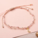 Pulsera Hilo Nudo - Luna rosa brilloso