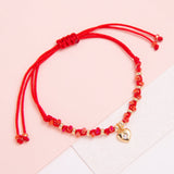 Pulseras Hilo Trenzada - Corazón Muranos Rojo