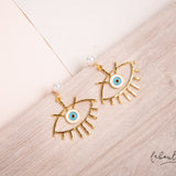 Maxi Aretes - Silueta ojo turco turquesa