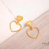 Maxi Aretes - Corazón dorado y silueta trendy