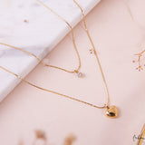 Collares - Doble Corazón y Cristal