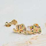 Aretes Mini - Elefantes circones multicolor