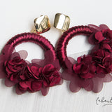 Maxi Aretes - Alexia Argolla Floral Rojo vino