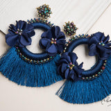 Maxi Aretes - Alexia Flores borla Azul noche