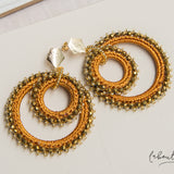 Maxi Aretes - Alexia Doble Argolla  Oro oscuro
