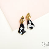 Maxi Aretes - Colgantes Acrílico Negro vetas blancas
