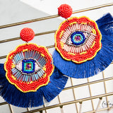 Maxi Aretes - Rojos Ojos turcos Flecos Azules