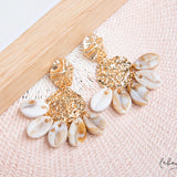 Maxi Aretes - Monedas Doradas Conchitas tonos tierra colgantes