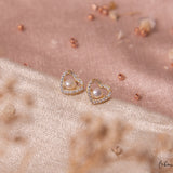 Aretes Mini - Corazón de Perla Brillante