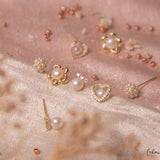Aretes Mini - Corazón de Perla Brillante