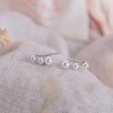 Aretes Mini - Trio de perlas silver