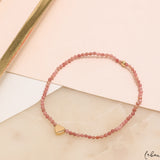 Pulseras Murano - Rodonita Corazón de Oro