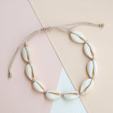 Tobilleras - Conchitas naturales Hilos Beige