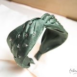 Diadema - Anchas Santin verde militar Estrellas plateadas