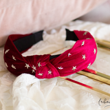 Diadema - Terciopelo Estrellitas Rojo Oscuro